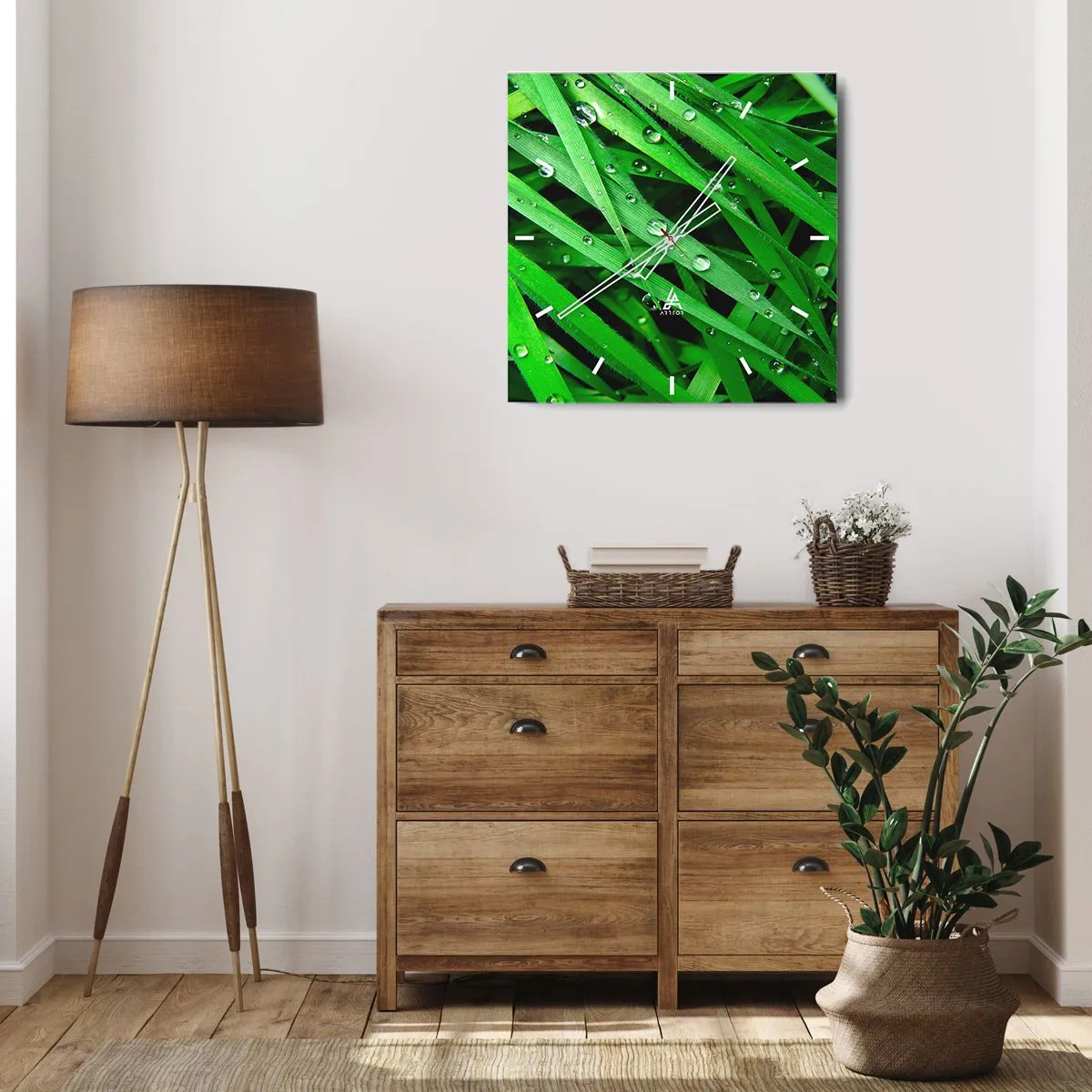 Reloj de pared - Reloj de vidrio - Jugar al verde - 40x40 cm