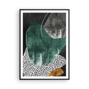 Póster en marco negro - Abstracción colorista con un copo de oro - 70x100 cm