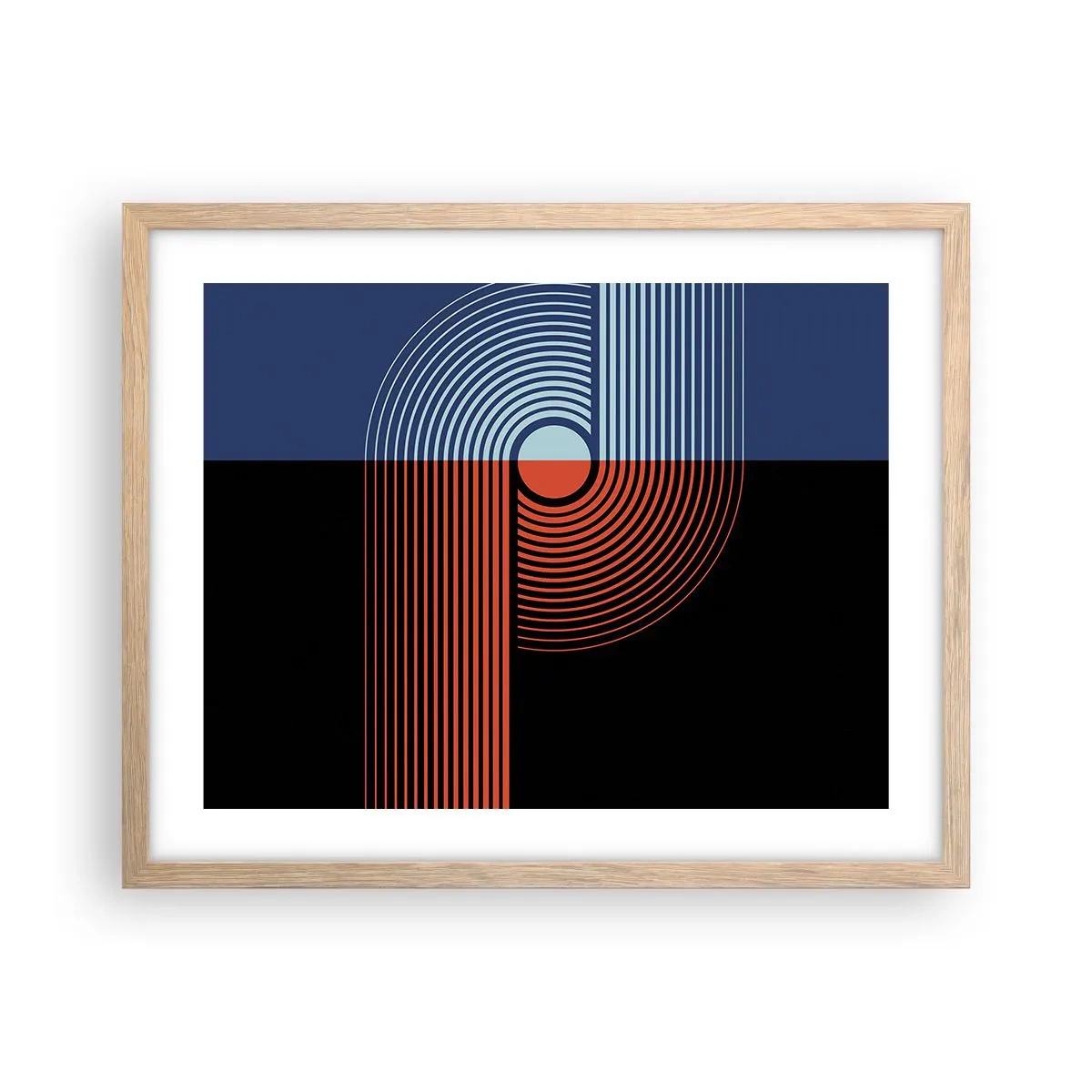 Póster en marco roble claro - En un abrazo geométrico - 50x40 cm