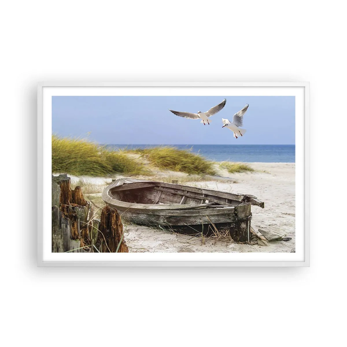 Póster en marco blanco - Bañada por el viento - 91x61 cm