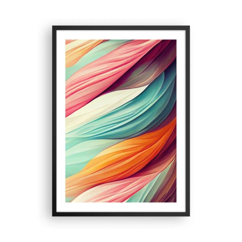 Póster en marco negro - Una composición abstracta de líneas onduladas en colores intensos. - 50x70cm - Tejido arco iris - Decoración de pared moderna para salón y dormitorio ARTTOR