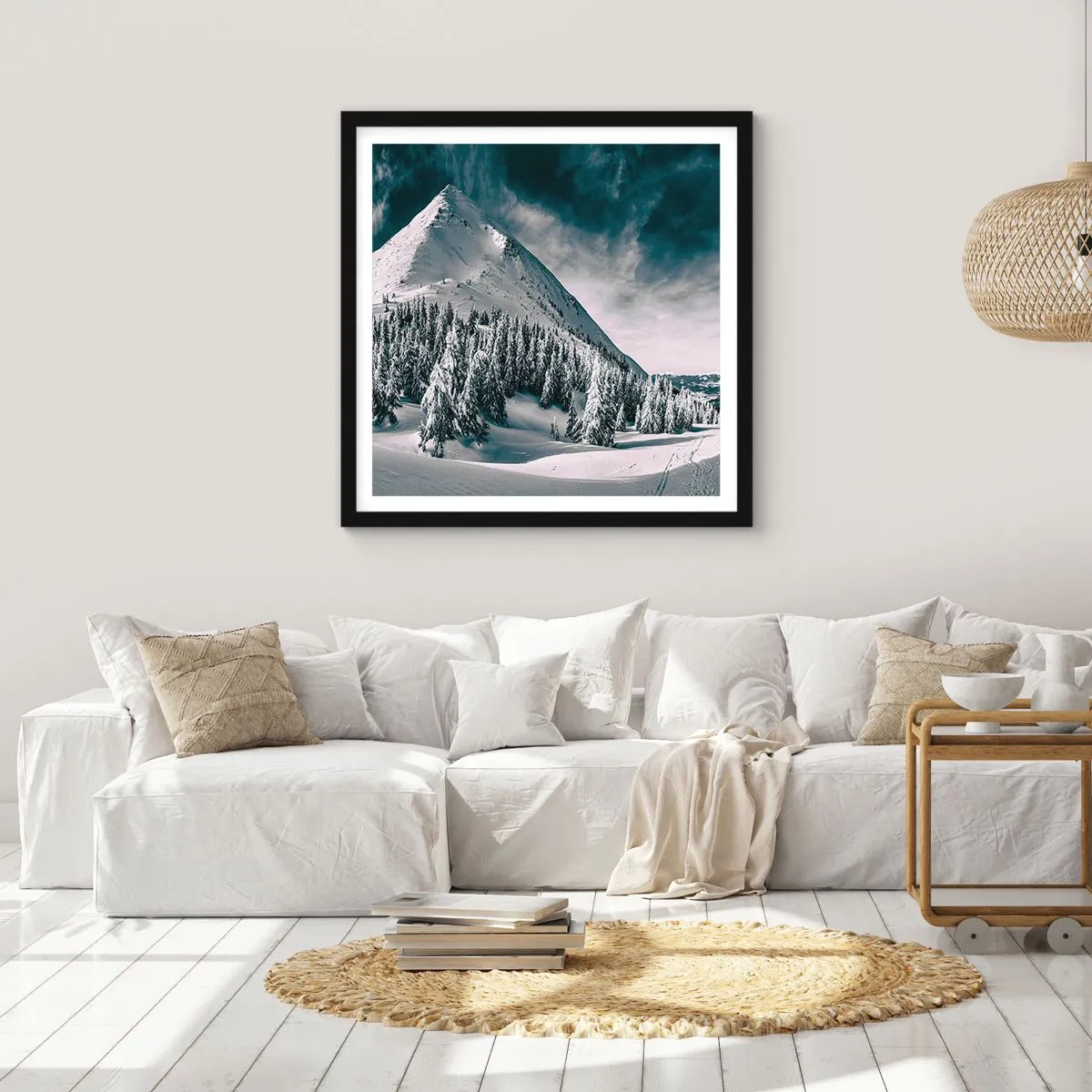 Póster en marco negro - Tierra de nieve y hielo - 40x40 cm