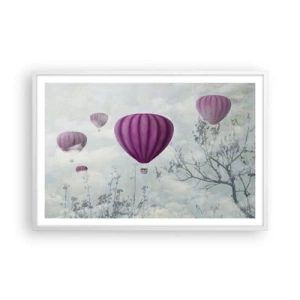 Póster en marco blanco - Surcando los cielos - 91x61 cm