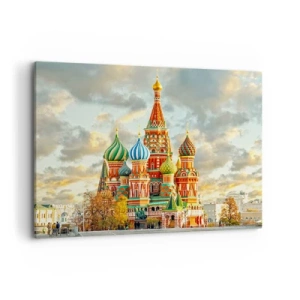 Cuadro sobre lienzo - Impresión de Imagen - Una catedral colorida con cúpulas características - 100x70cm - Palacio de ensueño - Decoración de pared moderna para salón y dormitorio ARTTOR