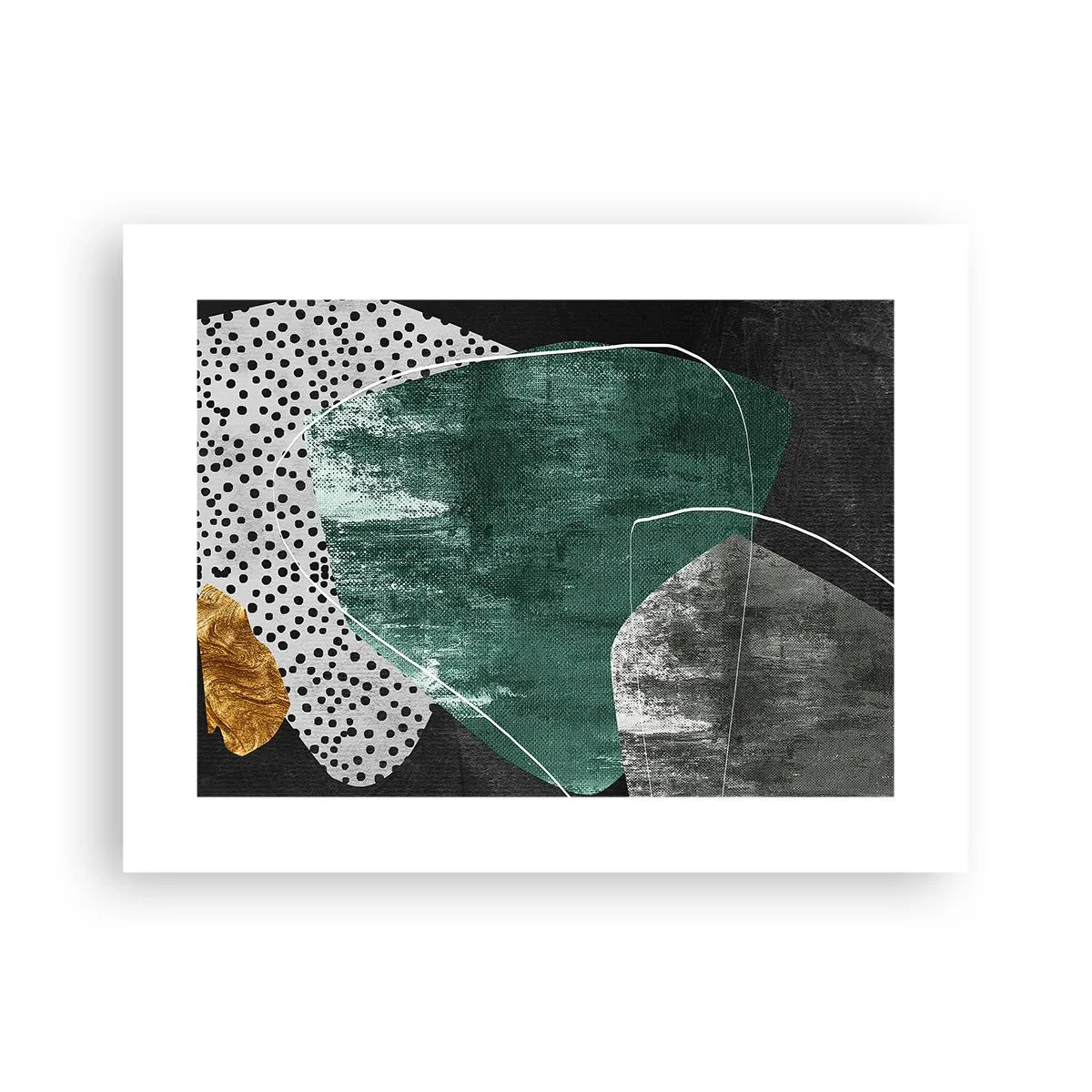 Póster - Abstracción colorista con un copo de oro - 40x30 cm