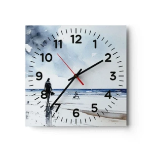 Reloj de pared - Reloj de vidrio - Conversación con el mar - 30x30 cm