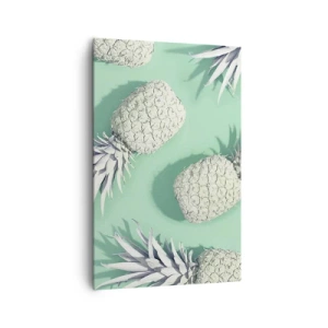 Cuadro sobre lienzo - Impresión de Imagen - Piñas blancas sobre un fondo pastel en estilo minimalista. - 80x120cm - Van bien con la menta - Decoración de pared moderna para salón y dormitorio ARTTOR