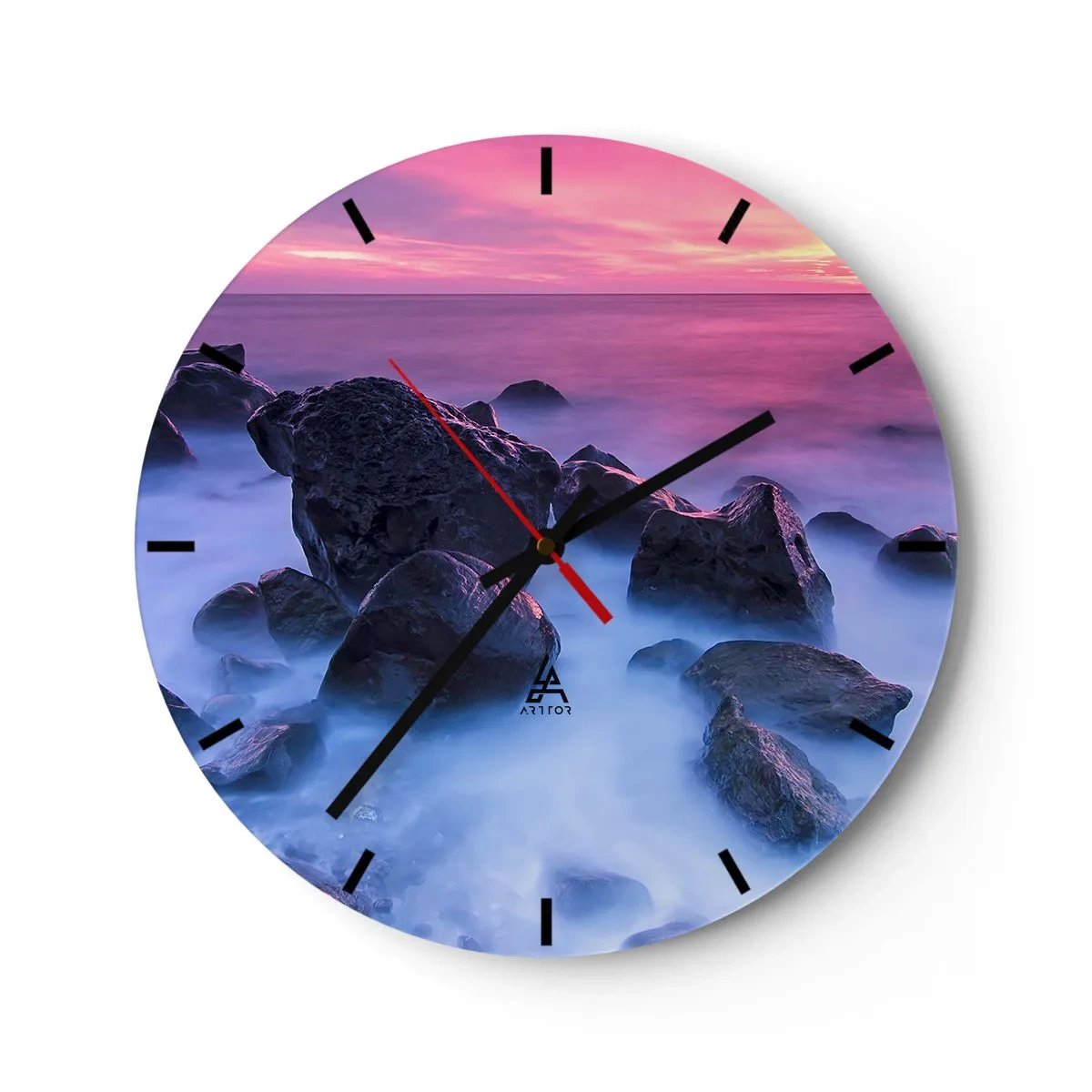 Reloj de pared - Reloj de vidrio - Nacimiento en la luz y la niebla - 40x40 cm