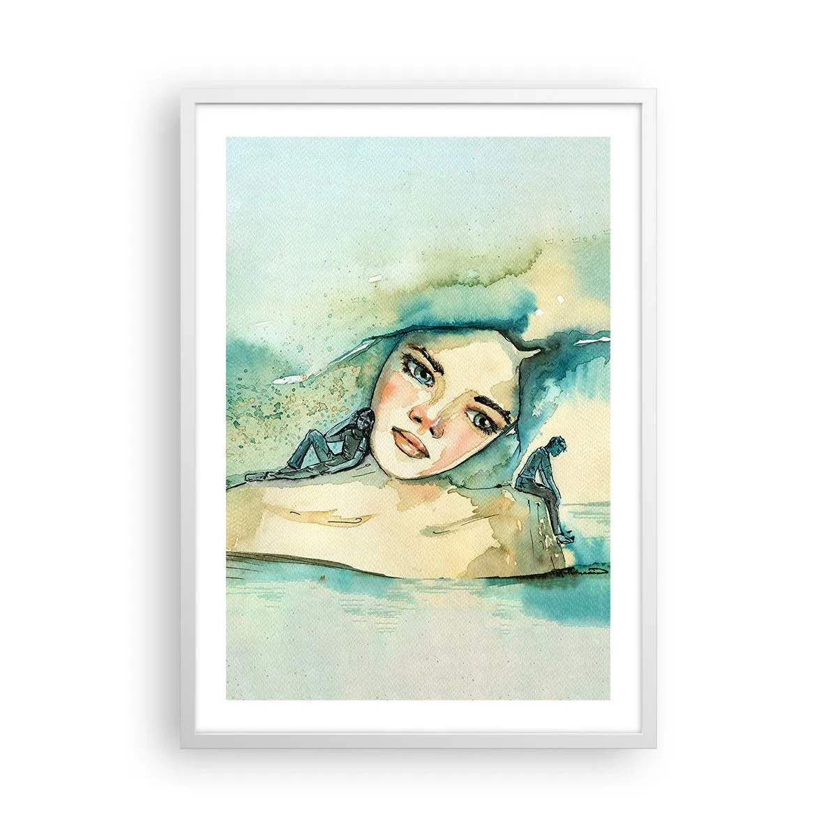 Póster en marco blanco - ¿Soy azul? - 50x70 cm