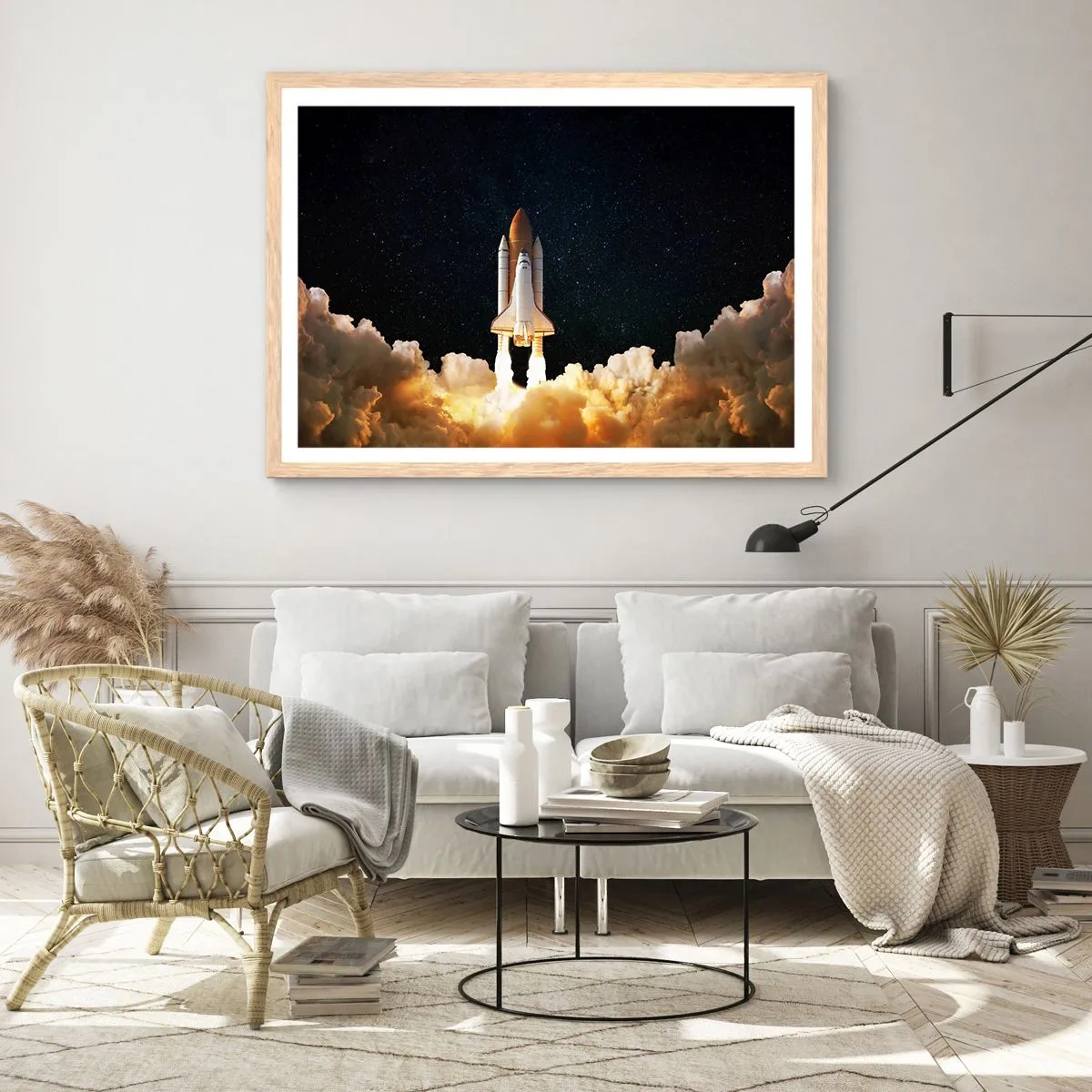 Póster en marco roble claro - ¡Ad astra! - 100x70 cm