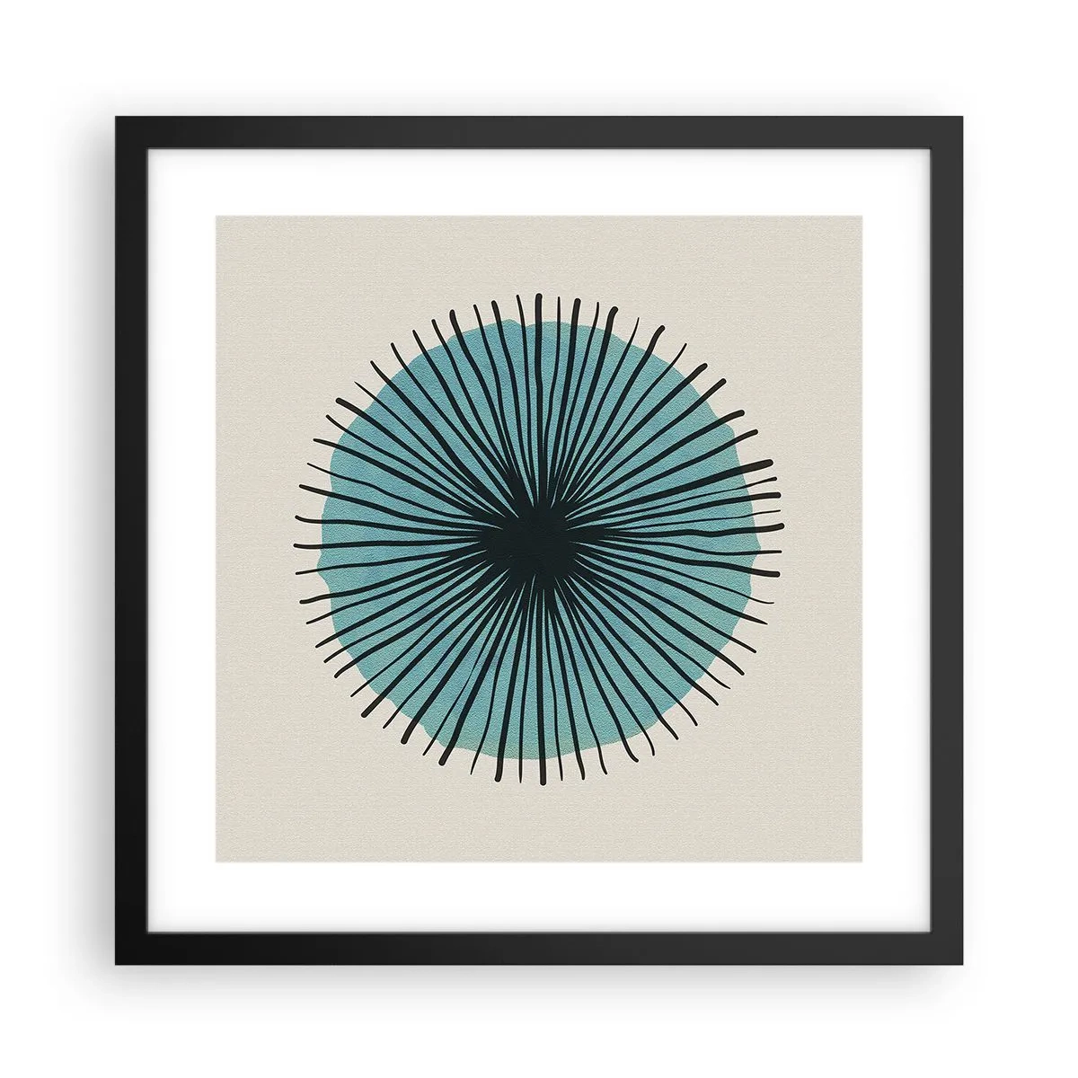 Póster en marco negro - Radiante en azul - 40x40 cm
