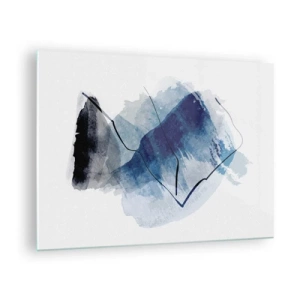 Cuadro sobre vidrio - Impresiones sobre Vidrio - Composición abstracta en tonos azules - 70x50cm - Montaña helada - Decoración de pared moderna para salón y dormitorio ARTTOR