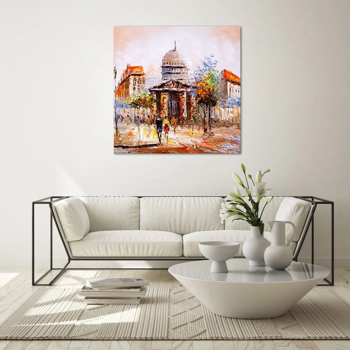 Cuadro sobre vidrio - Impresiones sobre Vidrio - Un paseo parisino - 40x40 cm