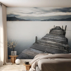 Fotomural Premium Canvas - Sumérjase en la paz - Paisaje, Lago, Puente de madera - 250x175 cm