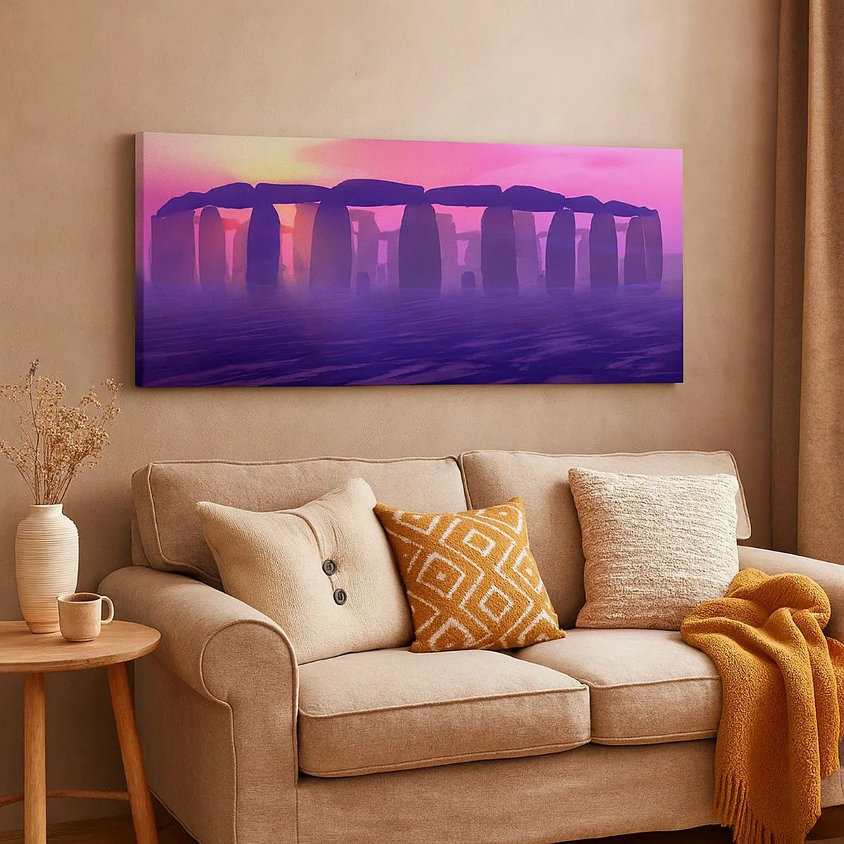 Cuadro sobre lienzo - Impresión de Imagen - Misterio al amanecer en la niebla - 100x40 cm