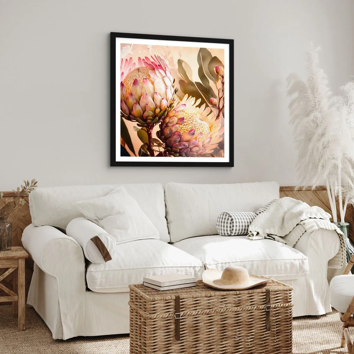 Póster en marco negro - Abrazados con ternura - 50x50 cm