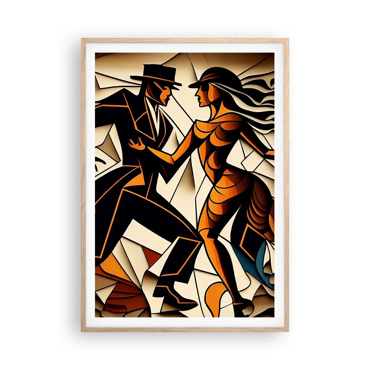Póster en marco roble claro - Danza de pasión - 70x100 cm