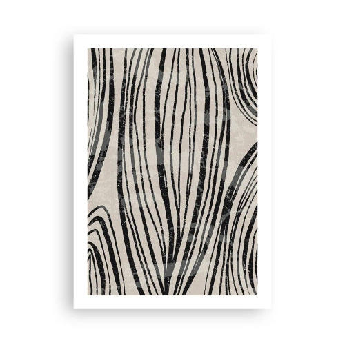 Póster - Líneas negras abstractas sobre un fondo beige - 50x70cm - Salpicadura de líneas - Decoración de pared moderna para salón y dormitorio ARTTOR