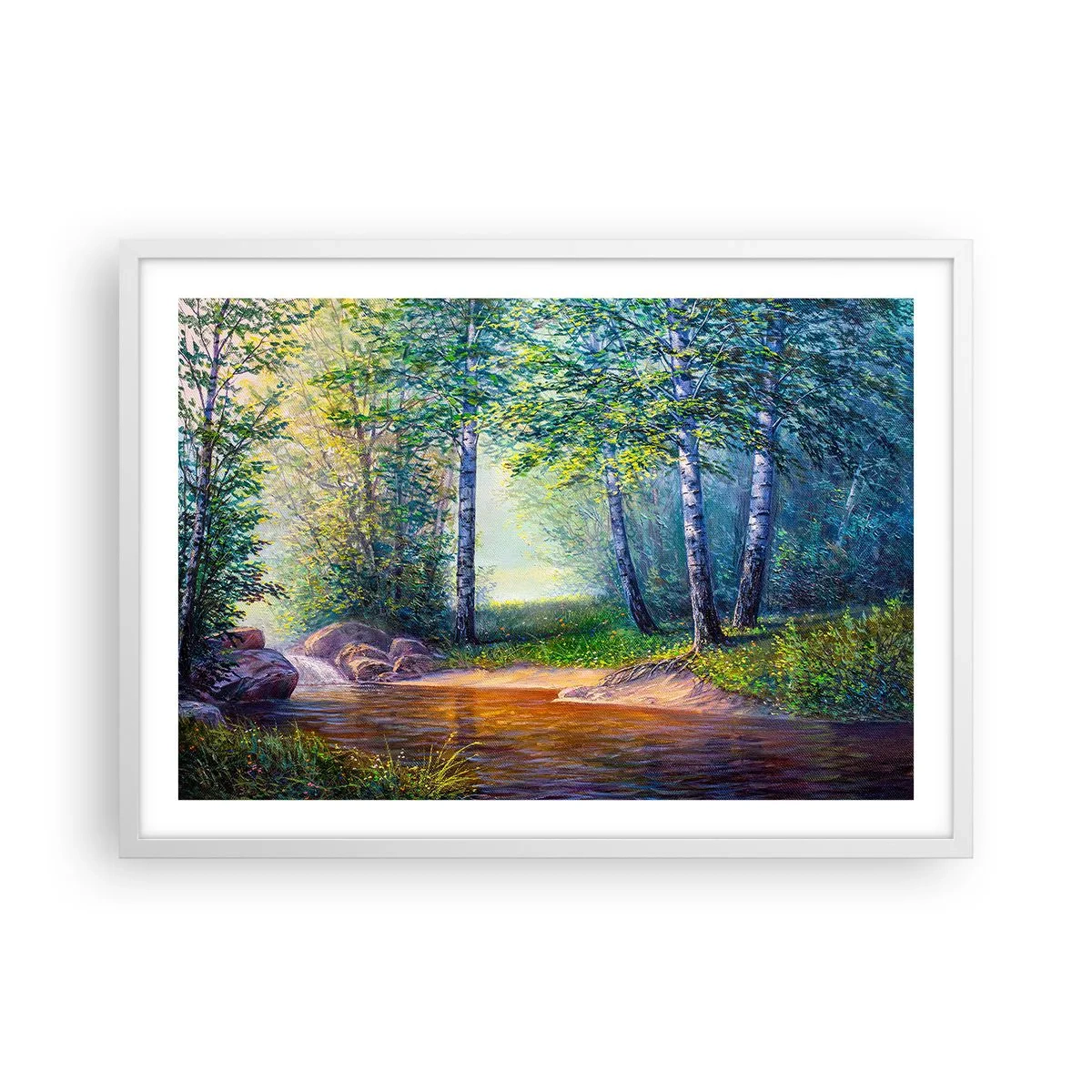 Póster en marco blanco - Paisaje idílico - 70x50 cm
