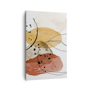 Cuadro sobre lienzo - Impresión de Imagen - Manchas abstractas en tonos beige, amarillo y rojo. - 80x120cm - Líneas y transparencias - Decoración de pared moderna para salón y dormitorio ARTTOR