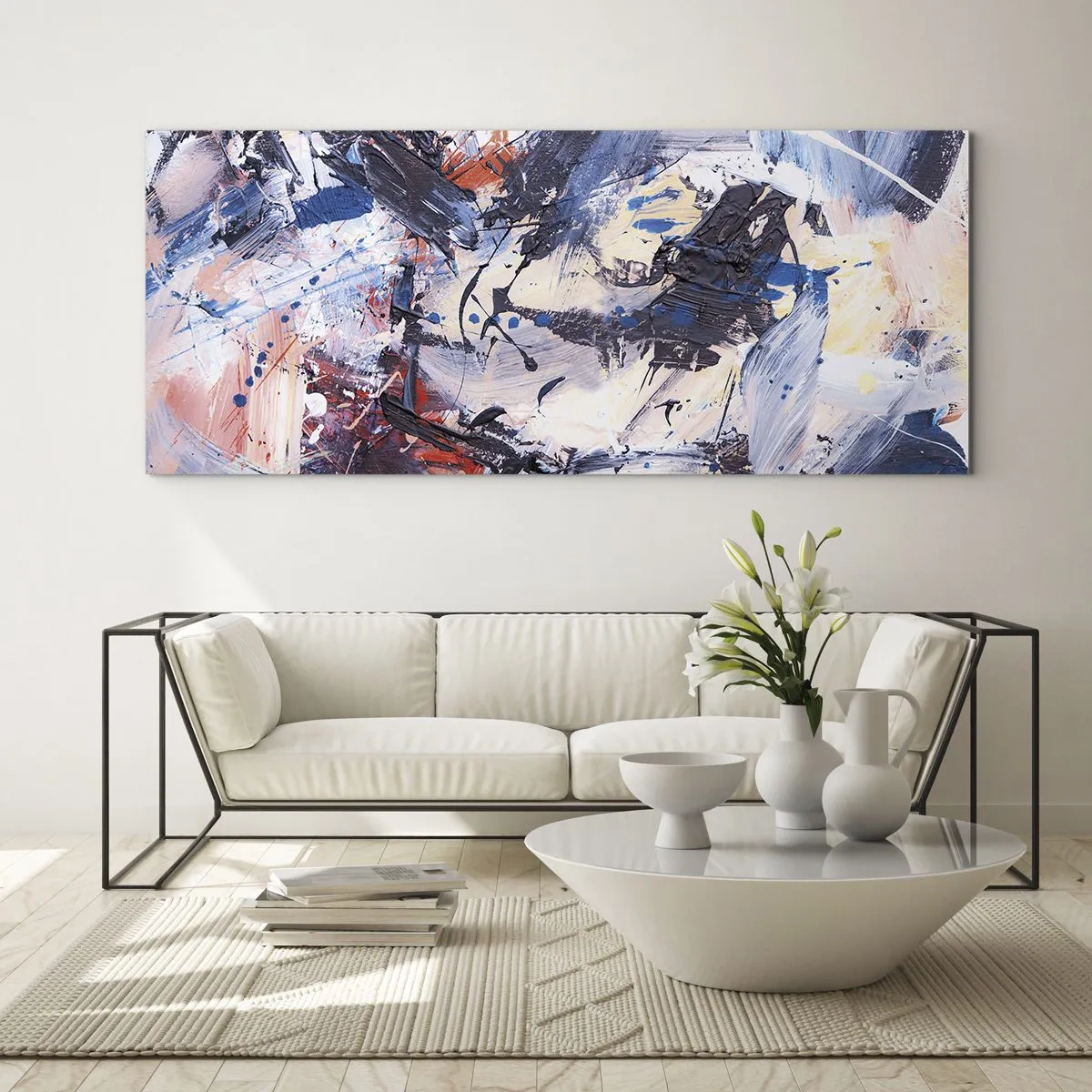 Cuadro sobre vidrio - Impresiones sobre Vidrio - Danza loca de la abstracción - 90x30 cm