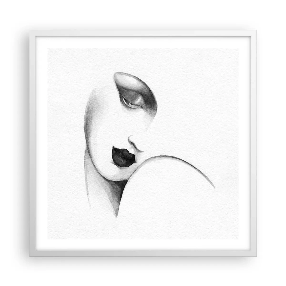 Póster en marco blanco - Pensativa - 60x60 cm