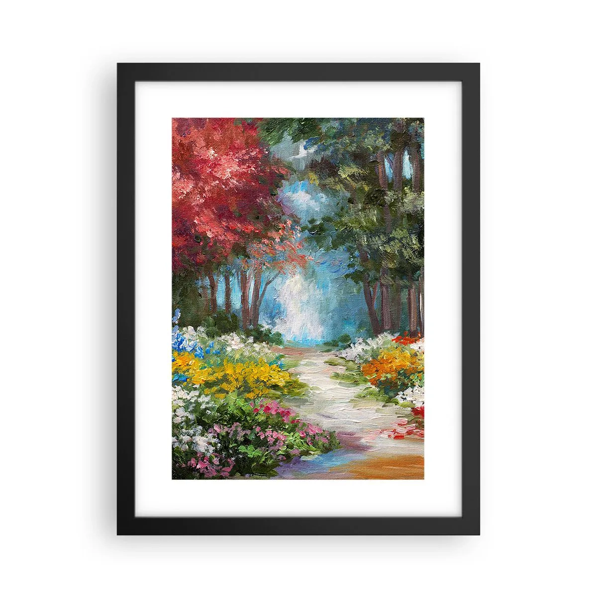 Póster en marco negro - Jardín forestal, bosque floral - 30x40 cm