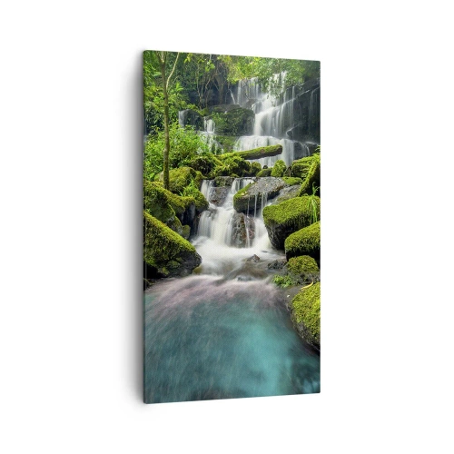 Cuadro sobre lienzo - Impresión de Imagen - Turquesa, zafiro y plata líquida - 45x80 cm