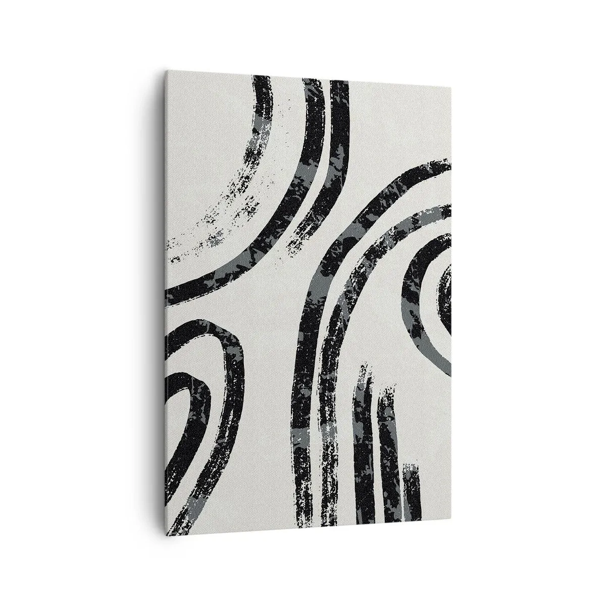 Cuadro sobre lienzo - Impresión de Imagen - Líneas abstractas en blanco y negro sobre un fondo claro - 70x100cm - A medias - Decoración de pared moderna para salón y dormitorio ARTTOR