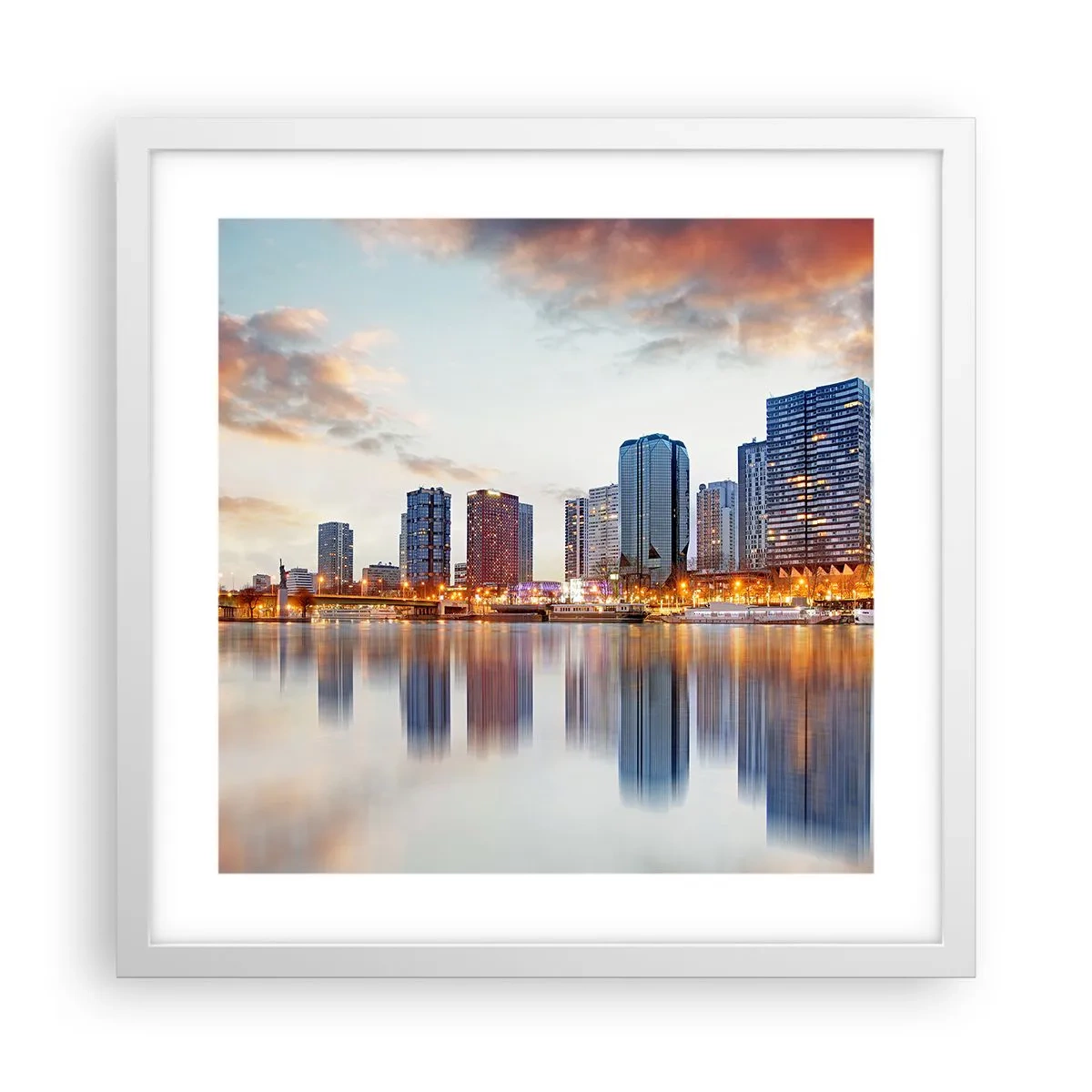 Póster en marco blanco - La calma monumental de París - 40x40 cm