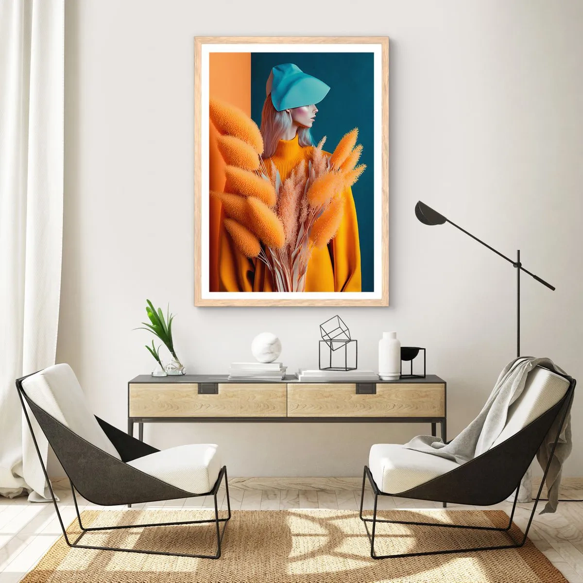 Póster en marco roble claro - Retrato esponjoso - 61x91 cm