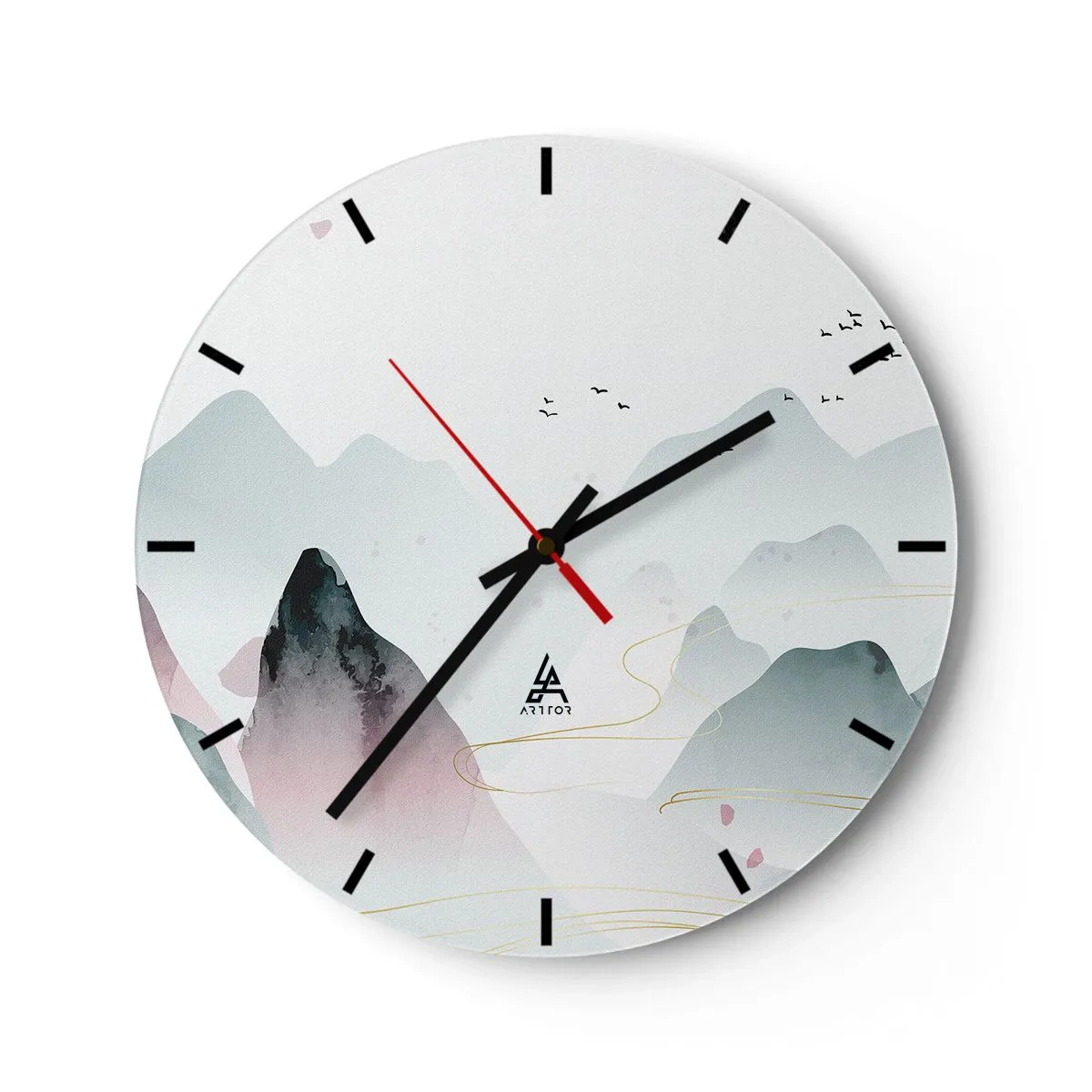 Reloj de pared - Reloj de vidrio - Sobre las cimas - 40x40 cm