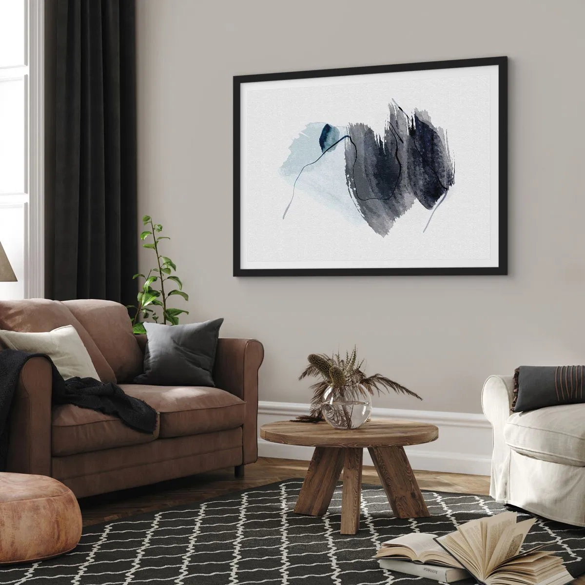 Póster en marco negro - Intensidad y movimiento - 91x61 cm