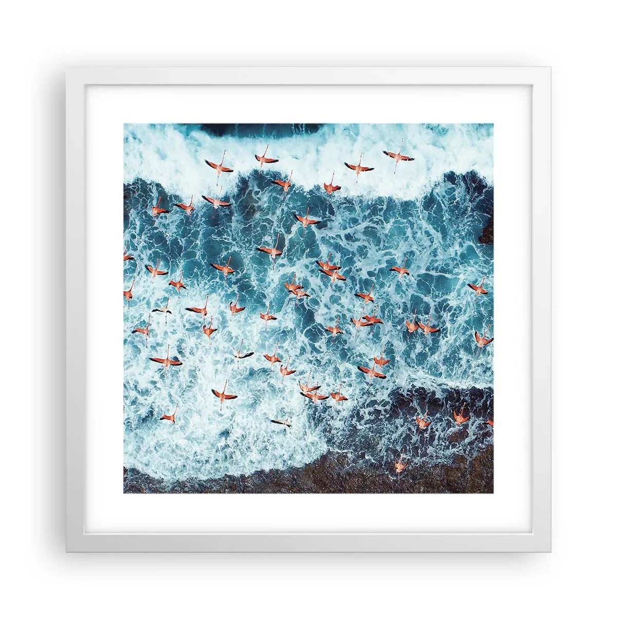 Póster en marco blanco - Un desfile marítimo - 40x40 cm