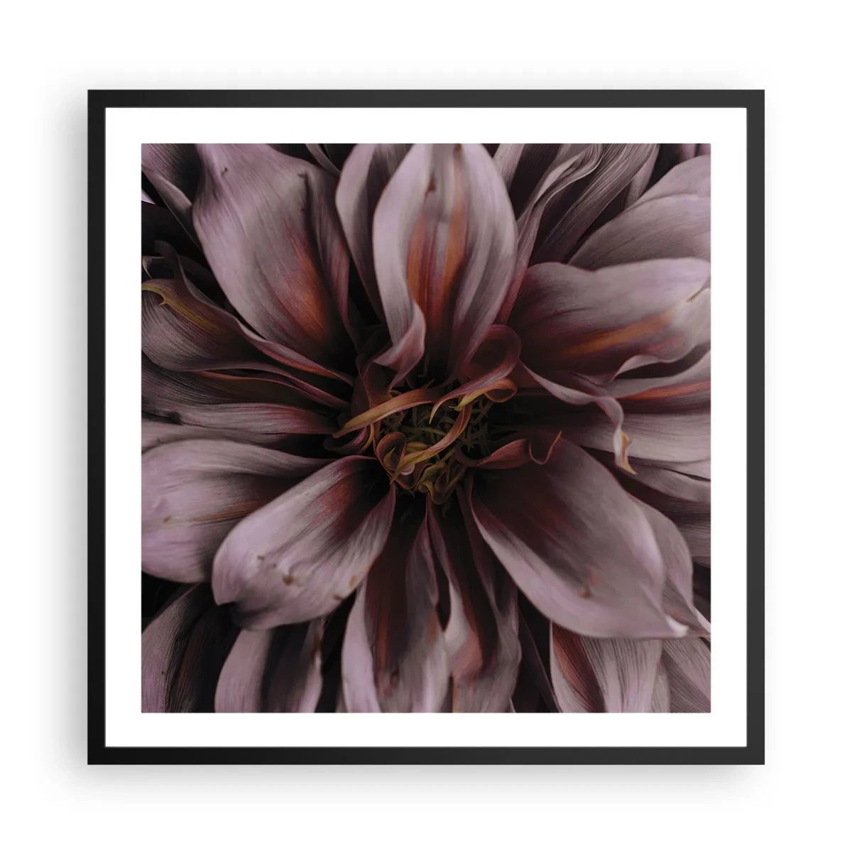 Póster en marco negro - Corazón floral - 60x60 cm