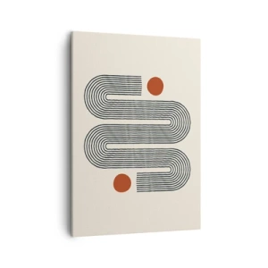 Cuadro sobre lienzo - Impresión de Imagen - Patrón geométrico con líneas y círculos naranjas. - 50x70cm - De principio a fin - Decoración de pared moderna para salón y dormitorio ARTTOR