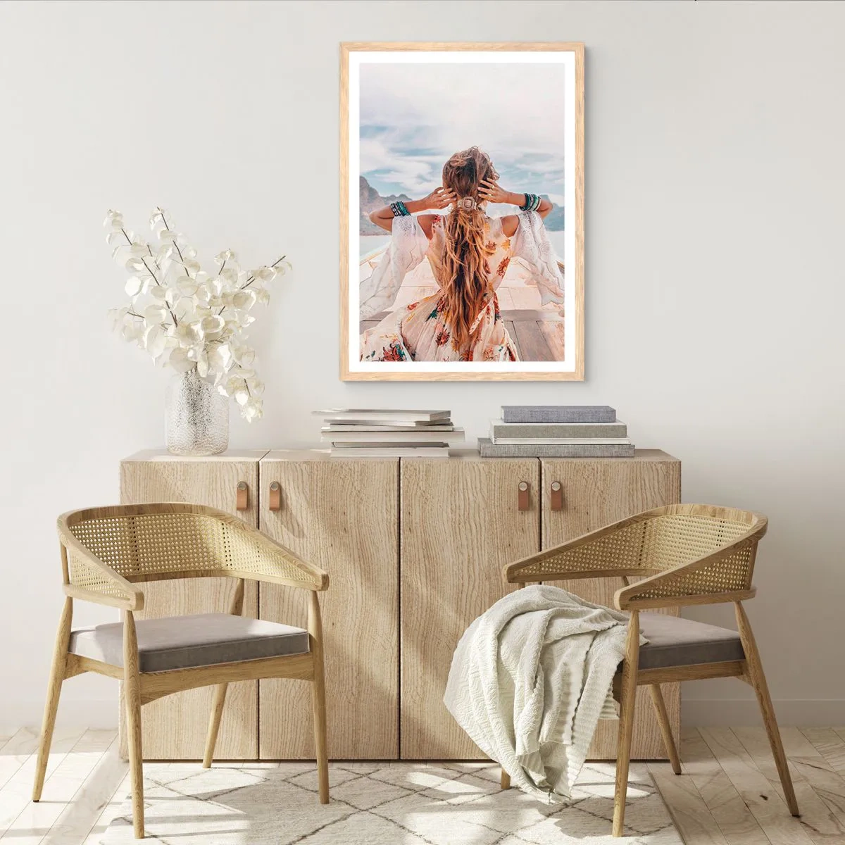 Póster en marco roble claro - Rumbo a la felicidad - 30x40 cm