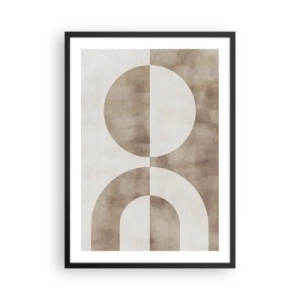 Póster en marco negro - Abstracción geométrica en cálidos tonos beige. - 50x70cm - Similitudes y diferencias - Decoración de pared moderna para salón y dormitorio ARTTOR