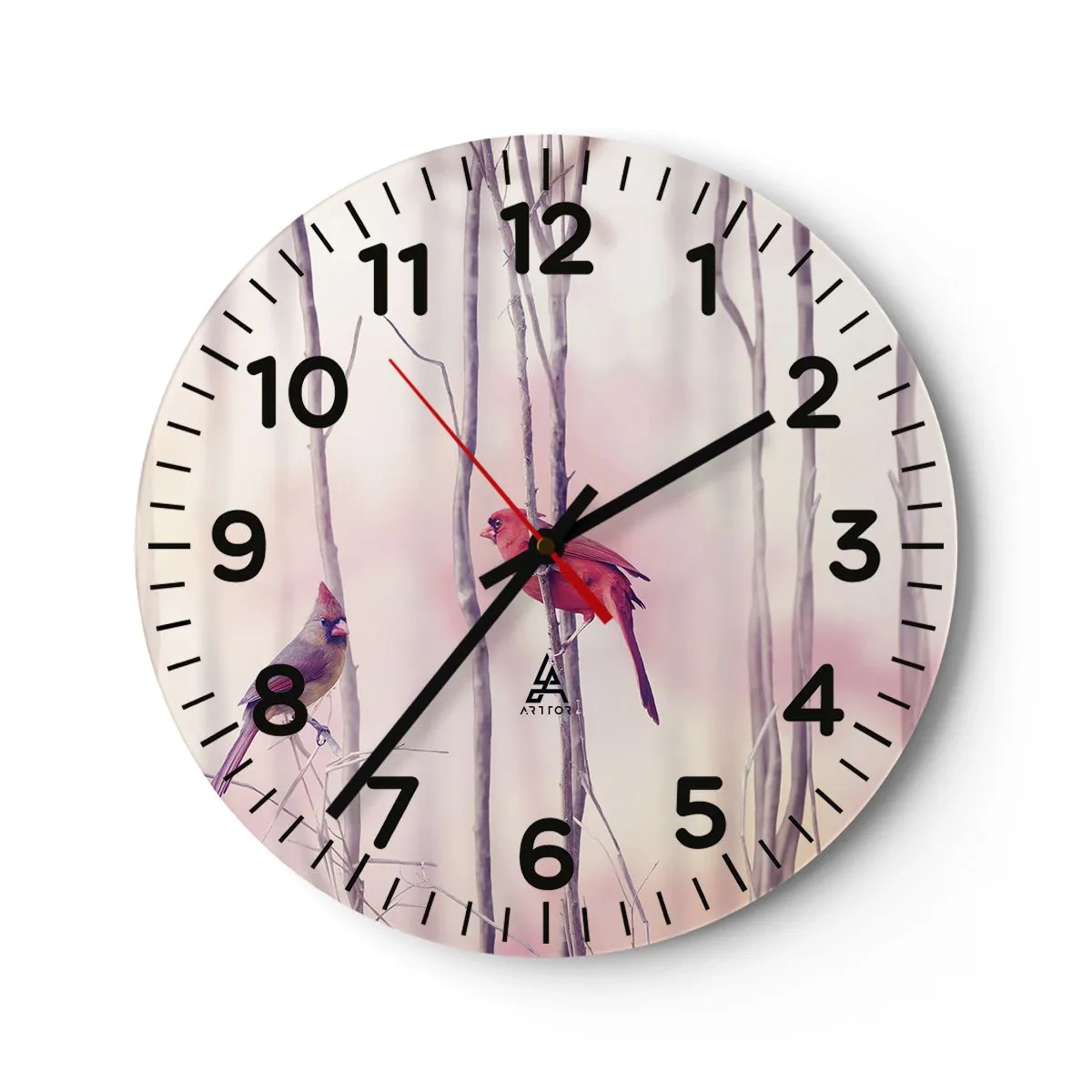 Reloj de pared - Reloj de vidrio - Historia de un bosque rosa - 40x40 cm
