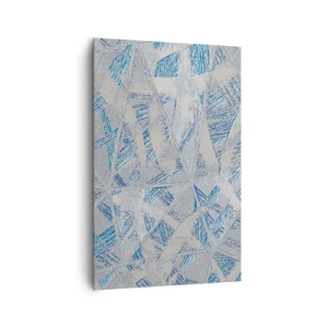 Cuadro sobre lienzo - Impresión de Imagen - Patrones geométricos en tonos azules y grises. - 80x120cm - En un laberinto gris azulado - Decoración de pared moderna para salón y dormitorio ARTTOR