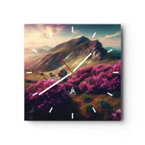 Reloj de pared - Reloj de vidrio - Verano en las montañas - 40x40 cm