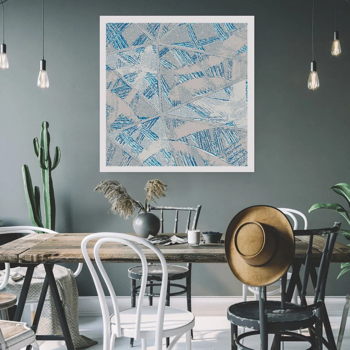 Póster - En un laberinto gris azulado - 50x50 cm