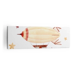 Cuadro sobre lienzo - Impresión de Imagen - Un dirigible pintado a mano con un fondo de estrellas. - 160x50cm - Dirigible - Decoración de pared moderna para salón y dormitorio ARTTOR