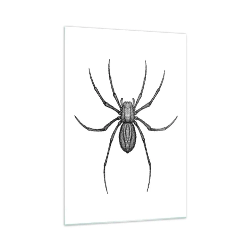 Cuadro sobre vidrio - Impresiones sobre Vidrio - Detalle de una araña sobre un fondo blanco en estilo de dibujos animados. - 70x100cm - Precisión inquietante - Decoración de pared moderna para salón y dormitorio ARTTOR