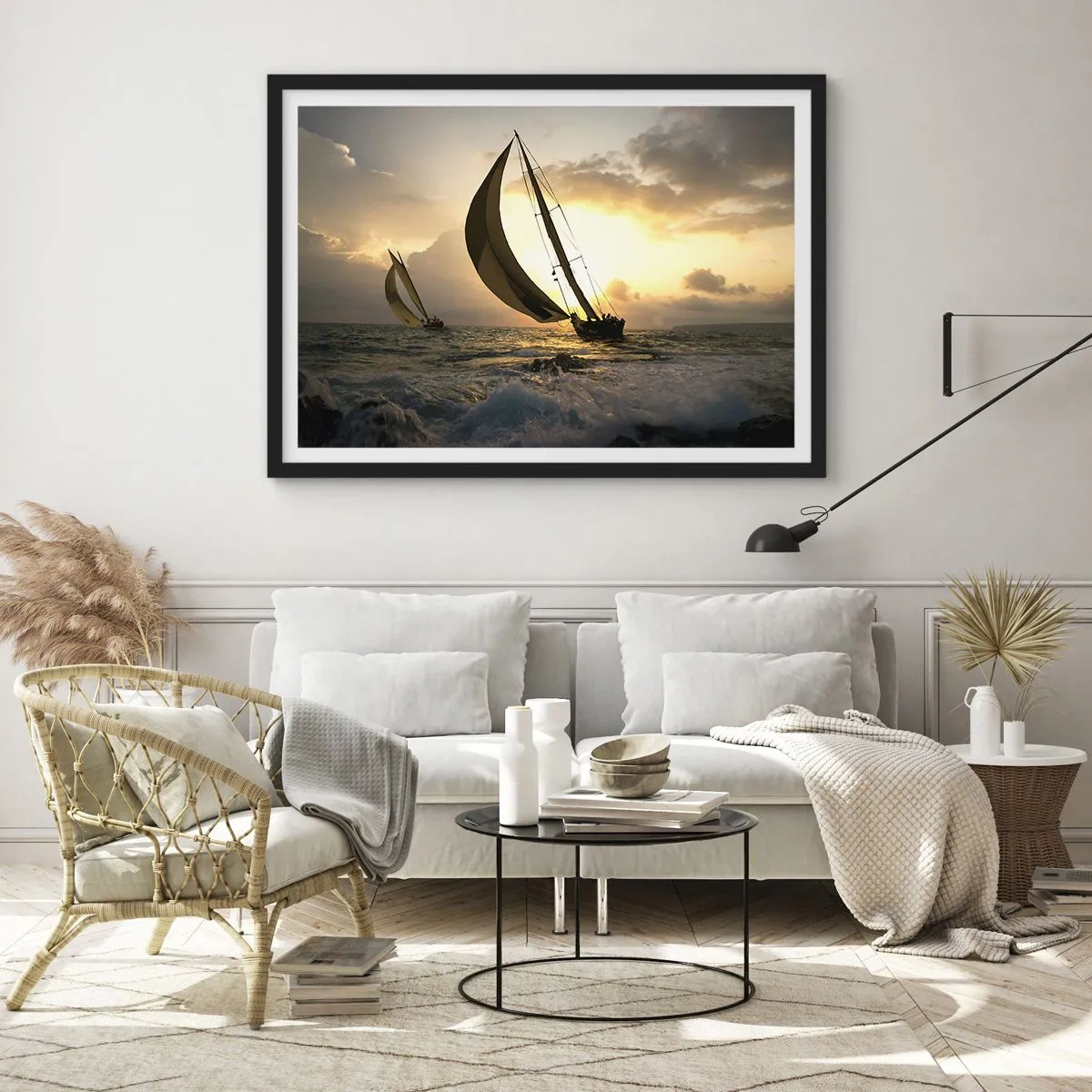 Póster en marco negro - En contra y a favor del viento - 40x30 cm