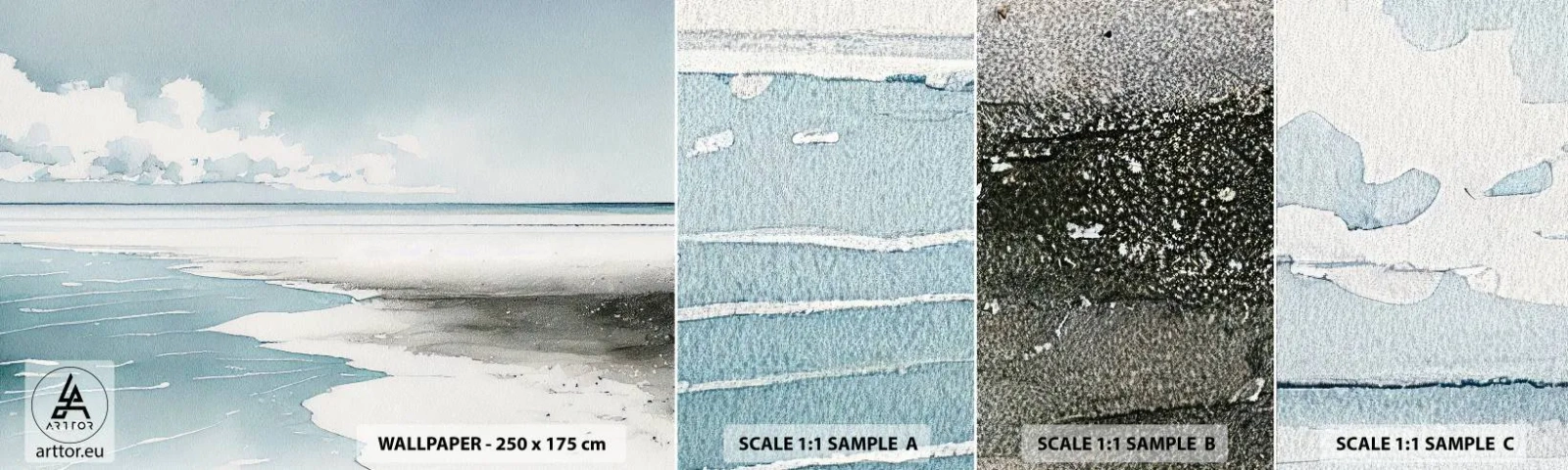 Muestra De Fotomural Standard Eco - Suave marea otoñal - Costa, Playa, Calma - 100x30 cm