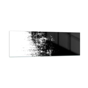 Cuadro sobre vidrio - Impresiones sobre Vidrio - Abstracción minimalista en blanco y negro - 160x50cm - Y el ganador es... - Decoración de pared moderna para salón y dormitorio ARTTOR