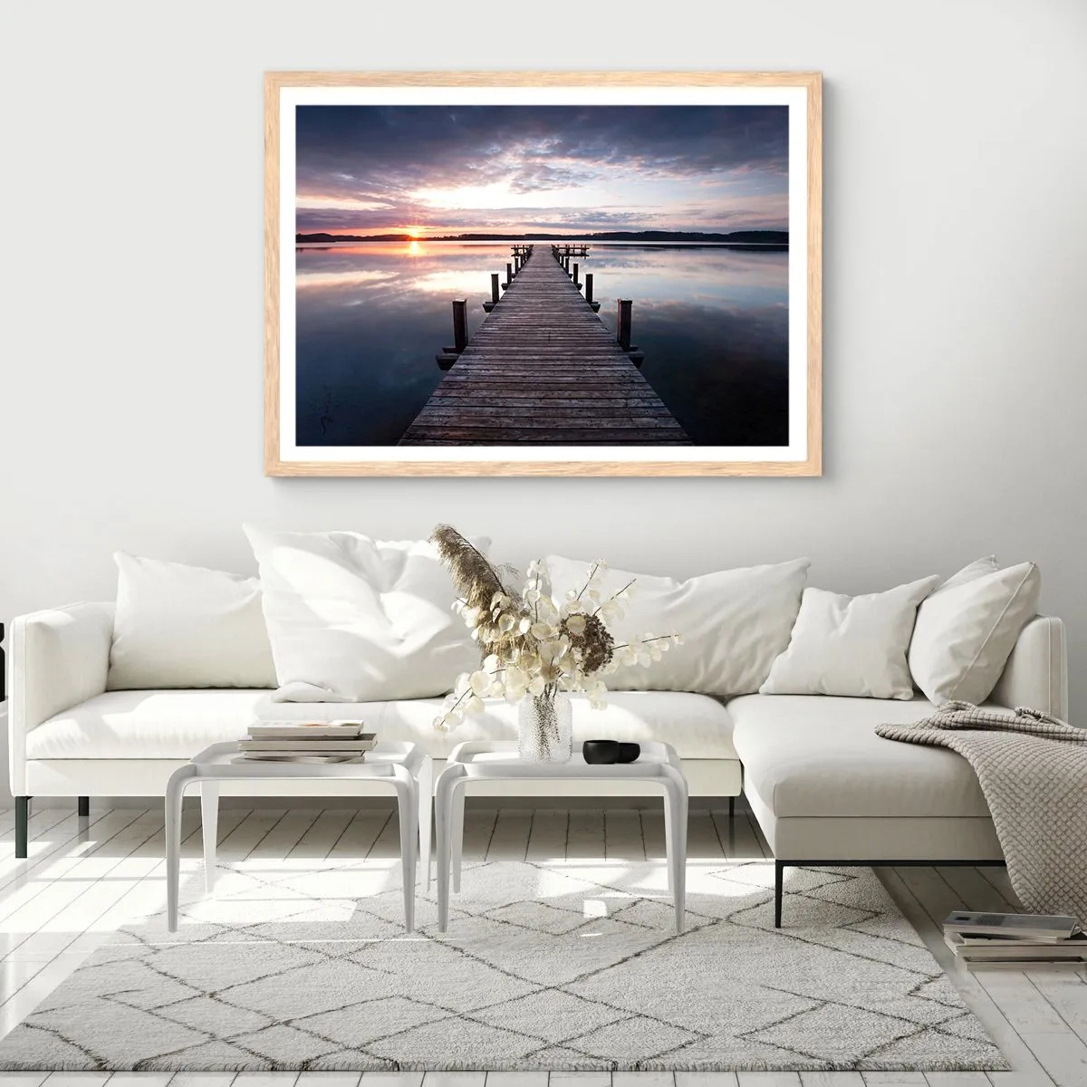 Póster en marco roble claro - Frontera silenciosa del día y la noche - 40x30 cm