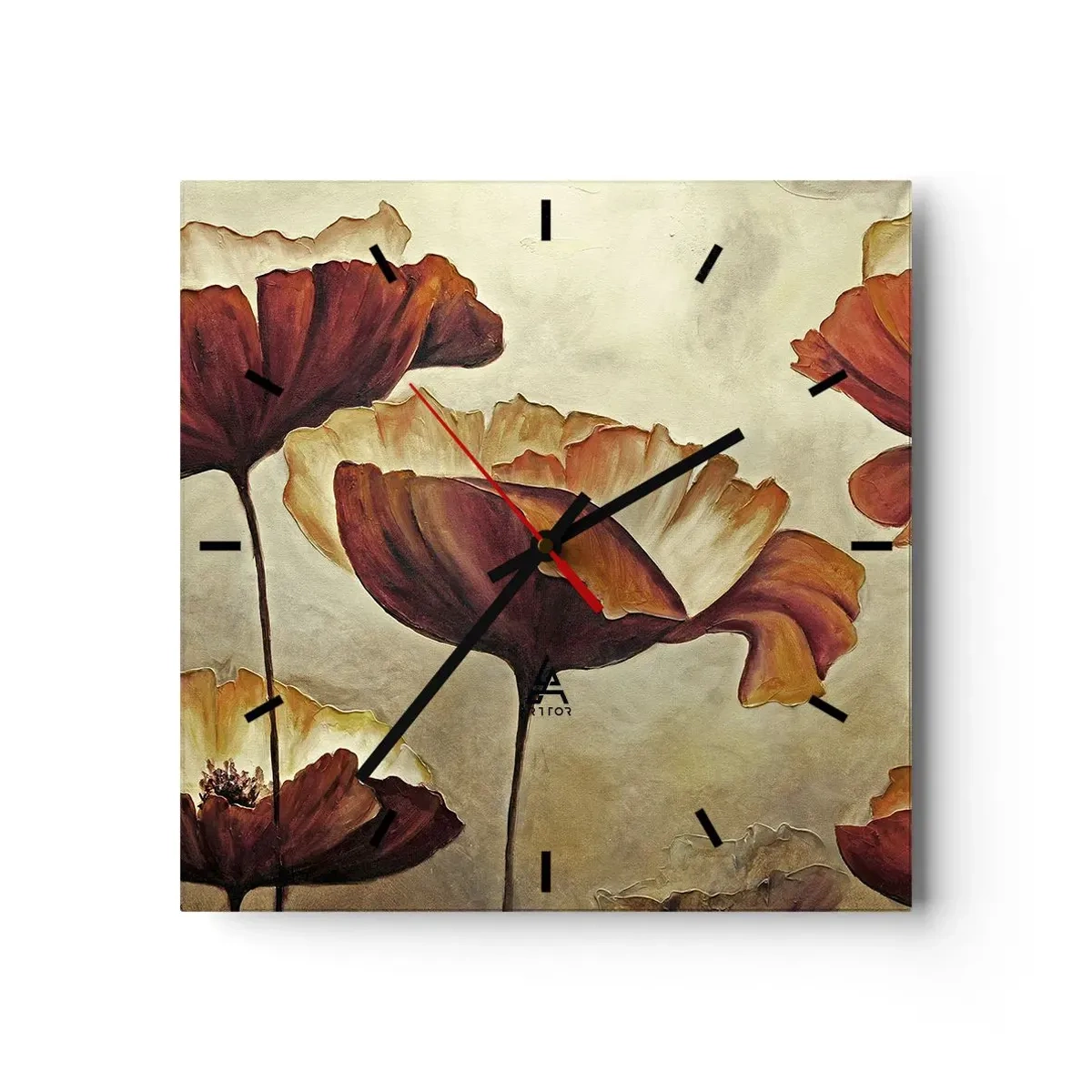 Reloj de pared - Reloj de vidrio - Prado de prados - 40x40 cm