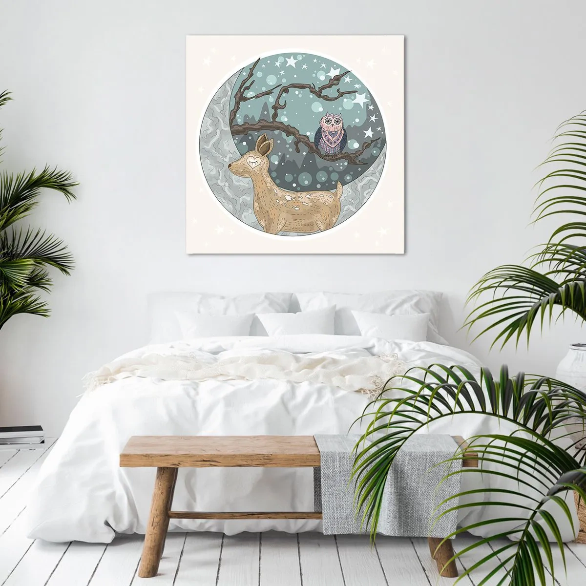 Cuadro sobre lienzo - Impresión de Imagen - Noche de bosque de cuento de hadas - 60x60 cm